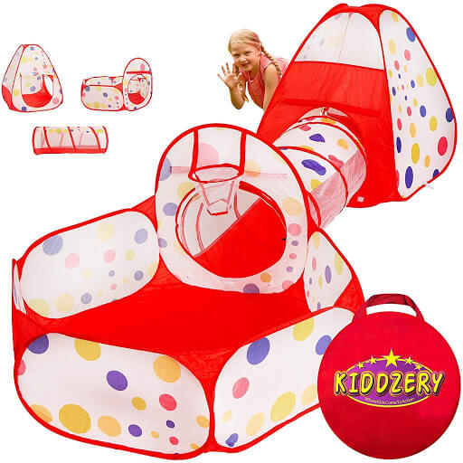 Kiddzery 3pc Kids Play Tent Crawl Tunnel and Ball Pit