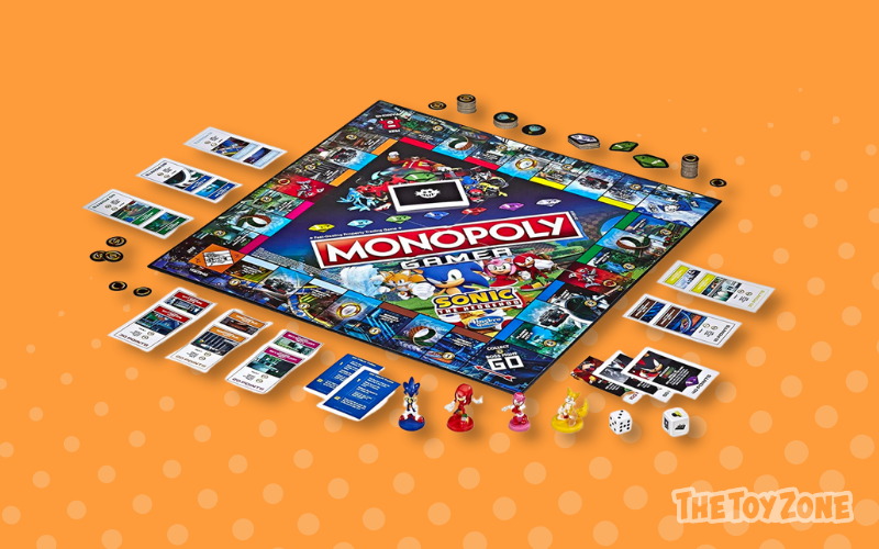  Monopoly Gamer Sonic The Hedgehog Edition Board Game for Kids  Ages 8 & Up; Sonic Video Gamer Themed Board Game : Toys & Games