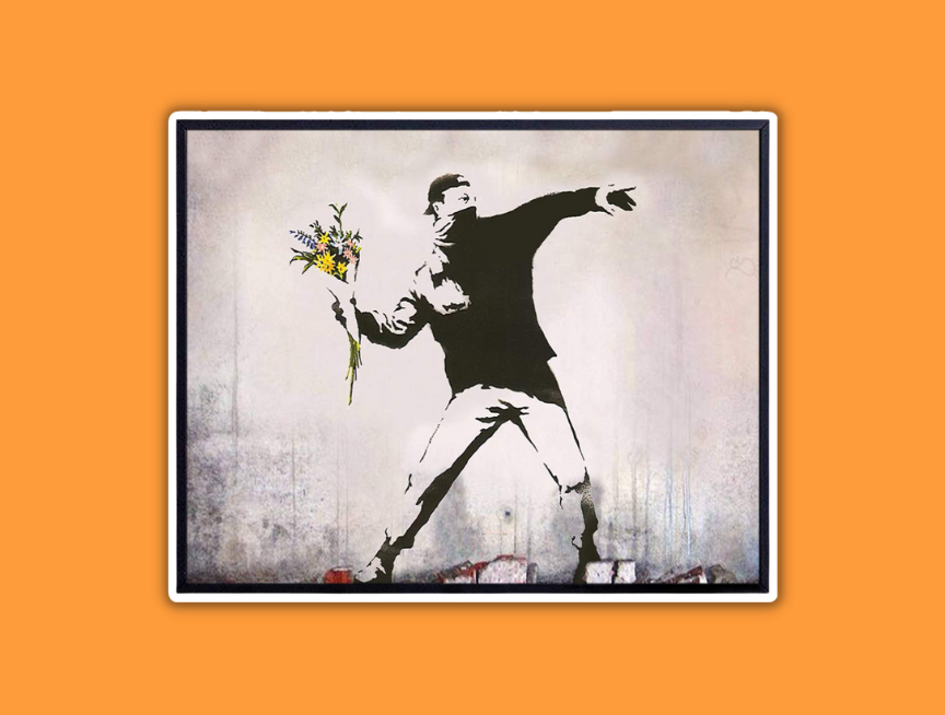 2 Banksy Flower Thrower Wall Art