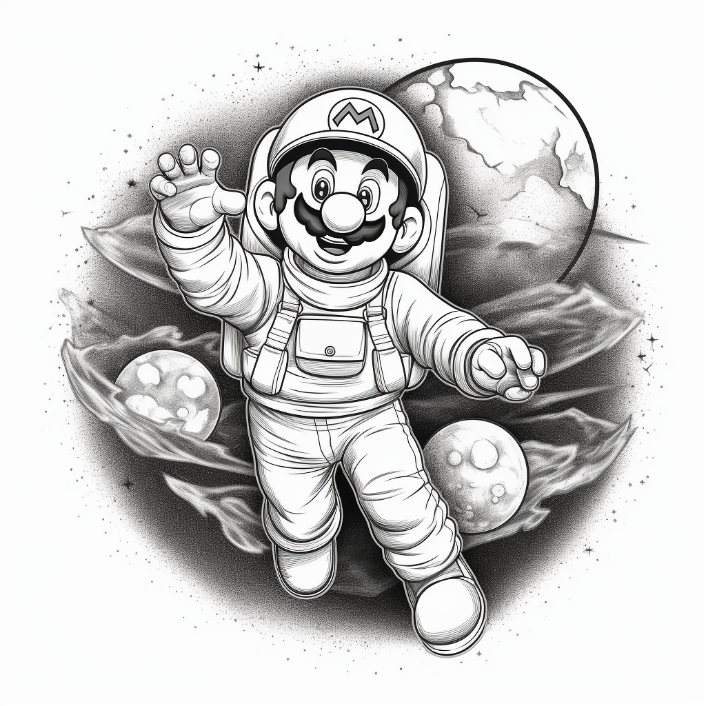 Delrond Coloring page with white background Super Mario on the 2f7e9ca3 3568 4eee 9723 9feb7362bf79