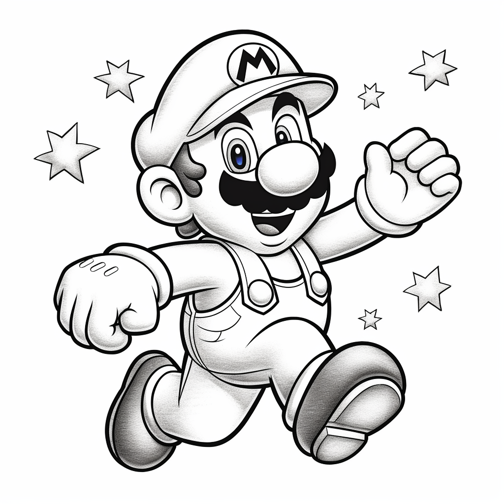 Delrond coloring page on white background Super Mario who jumpi dd90b029 b70a 4223 be8a e5b4c5f651b5