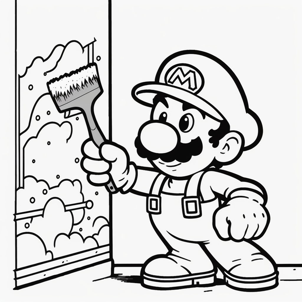 Delrond coloring page on white background showing super mario p 1e752eaf 681d 4437 88d5 e48fbee9f983