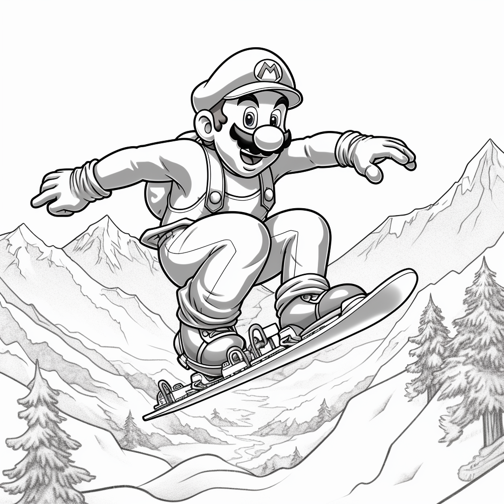 Delrond coloring page on white background with Super Mario snow 8221b09c a3bd 4c46 b478 4ec9eda2732f