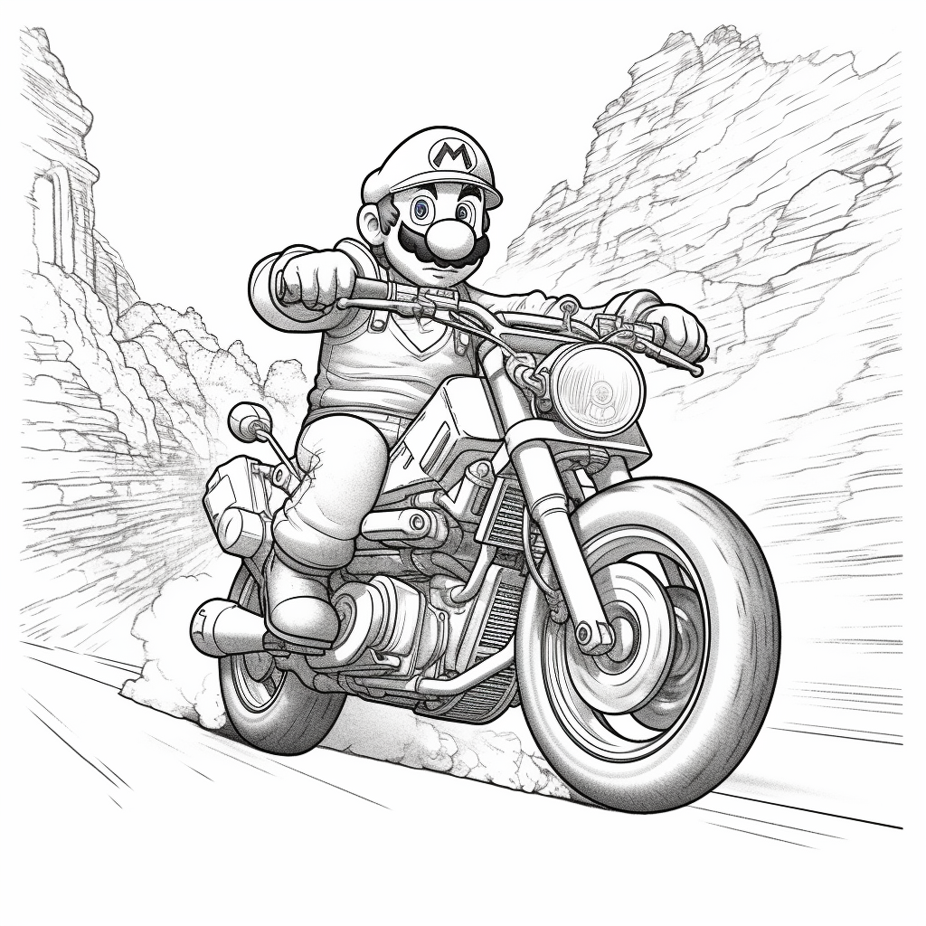 Delrond coloring page with white background showing Super Mario b49ebdcb ae89 4207 afe3 f09c0269d8f2