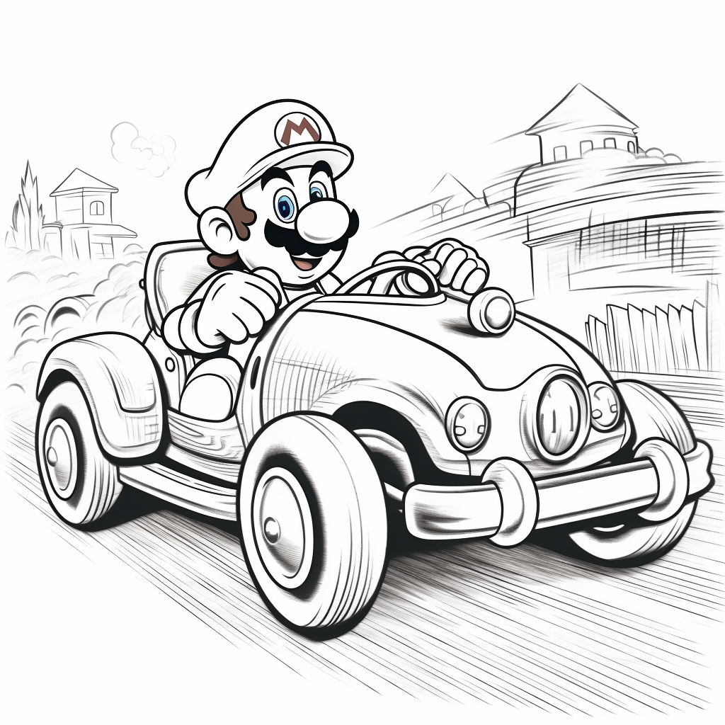 Delrond coloring page with white background showing Super Mario c6ebec62 2245 4def acb6 3d657d222ebd