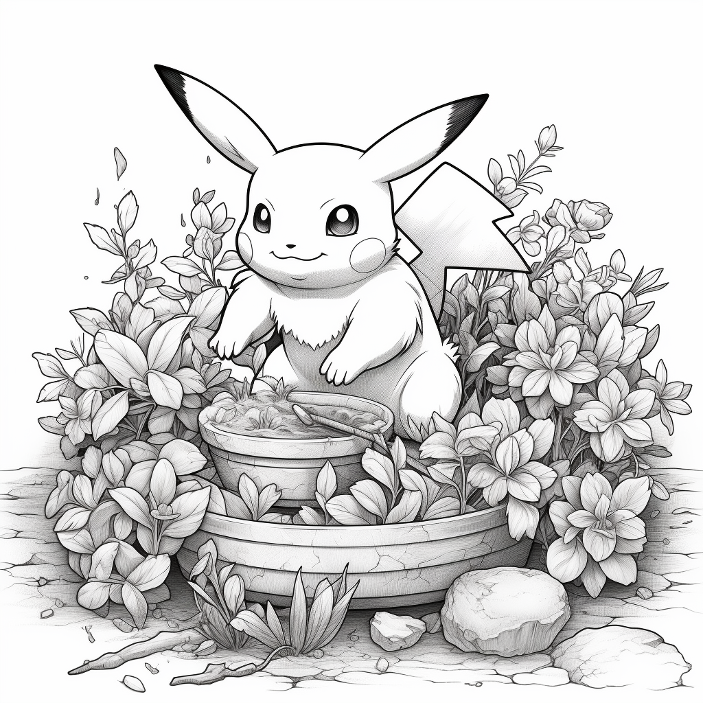 Pikachu gardening