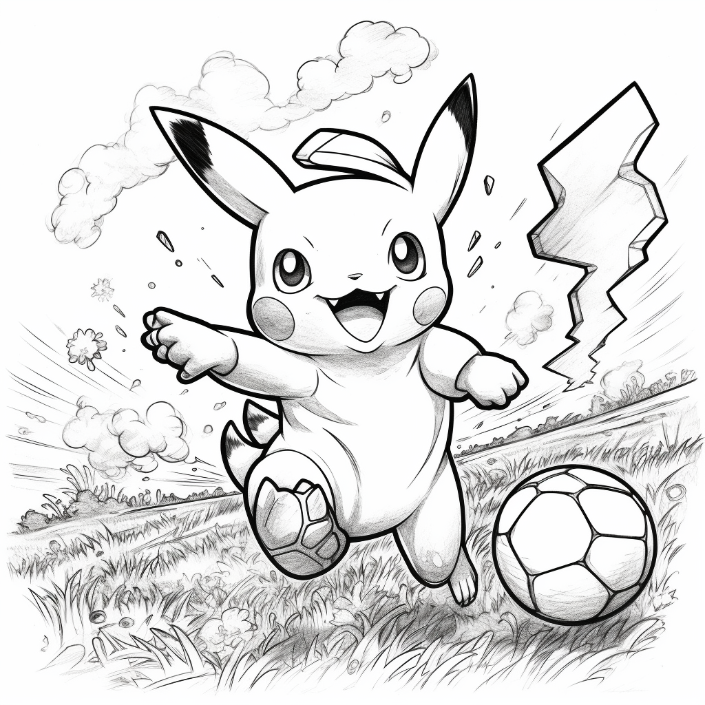 Pikachu playing football