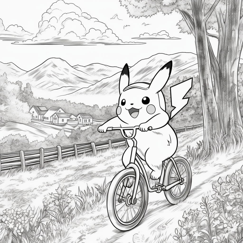 Pikachu riding a bike