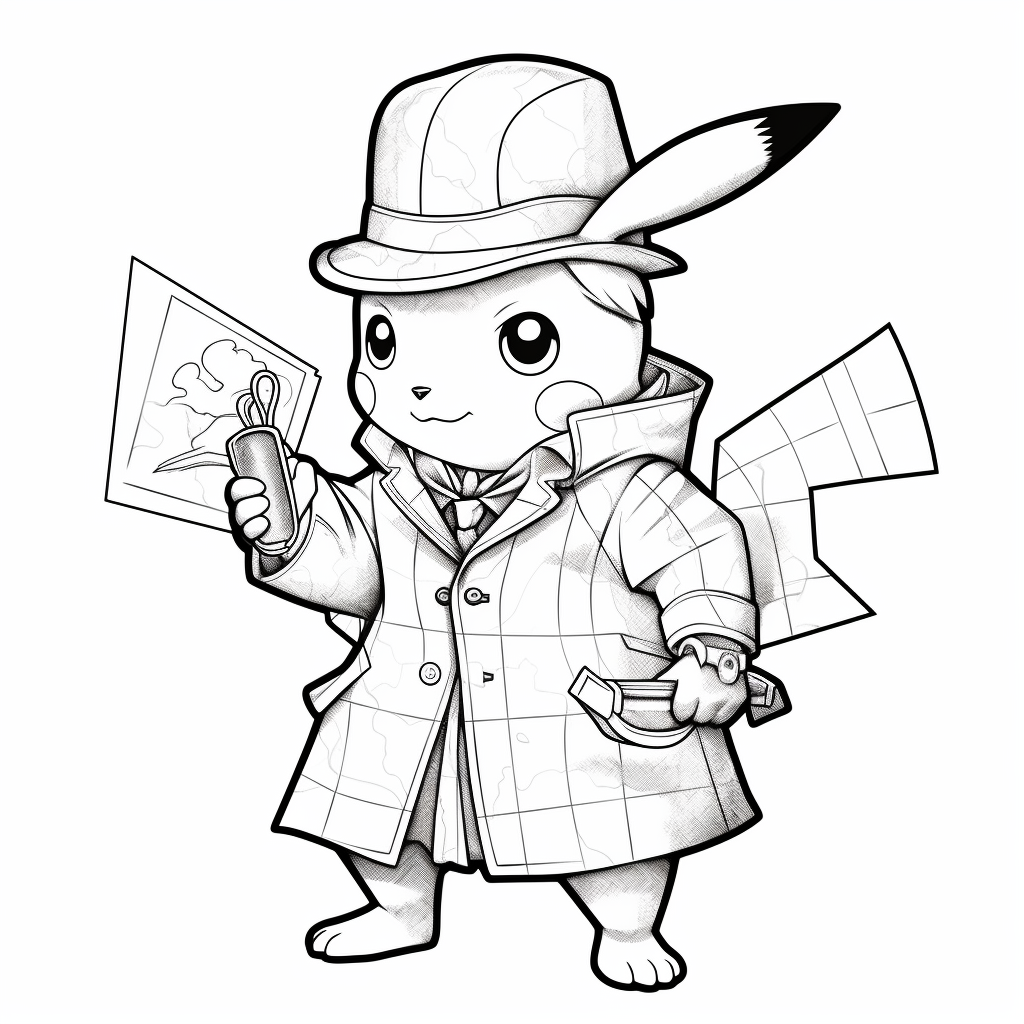 Pikachu dressed like sherlock holmes