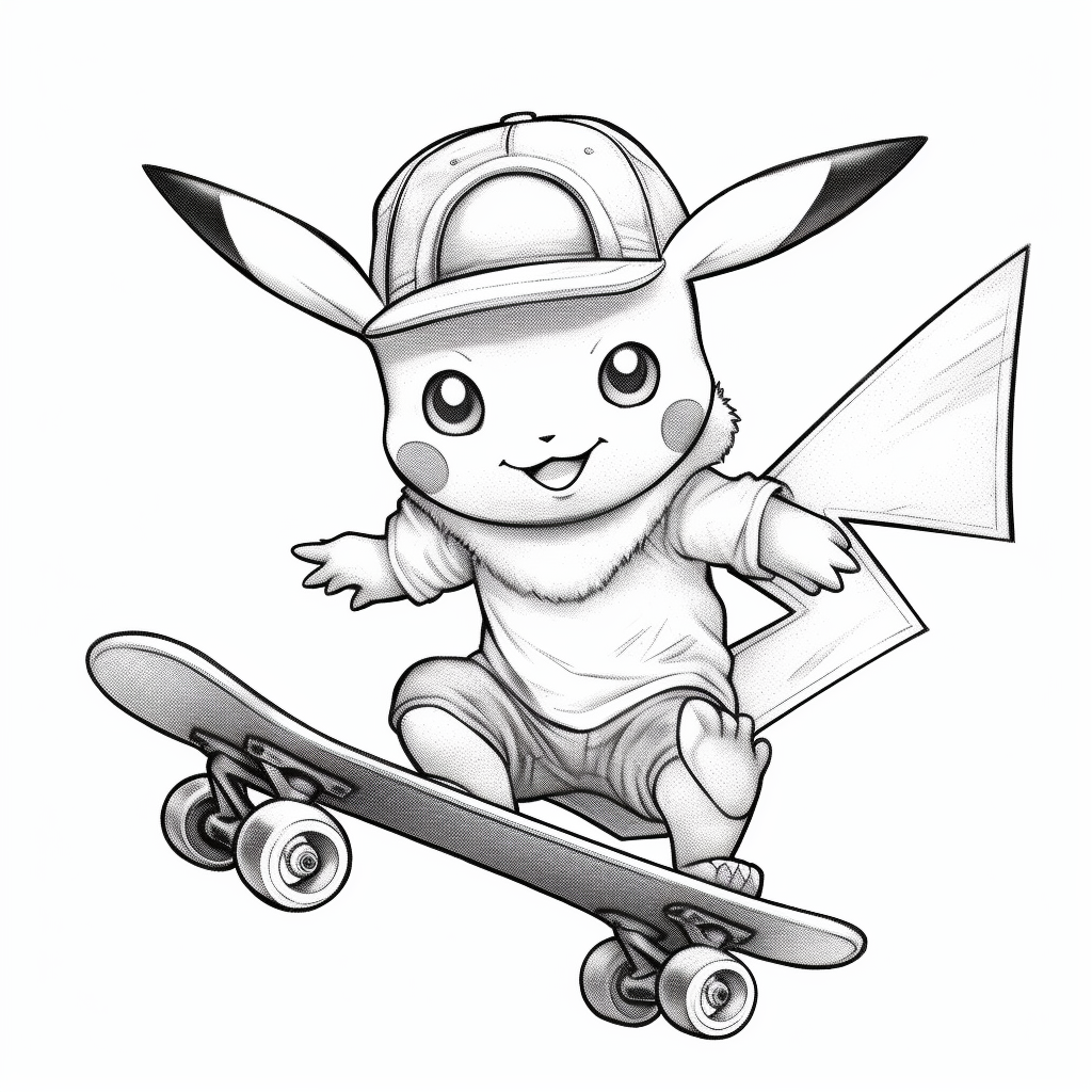 Pikachu on a skateboard