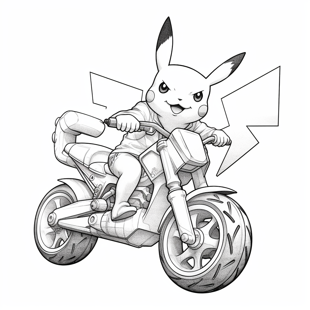 Pikachu riding a motorcycle