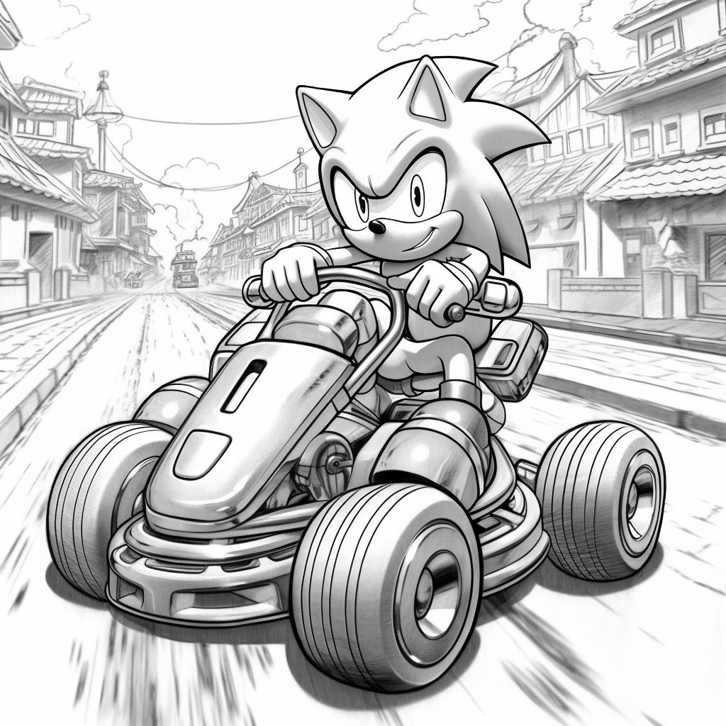 Sonic the hedgehog on go kart