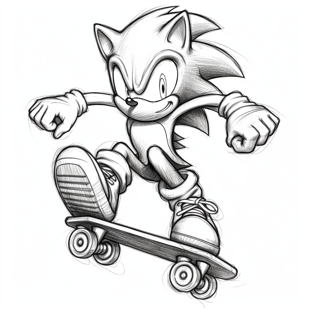 Sonic the hedgehog on skateboard