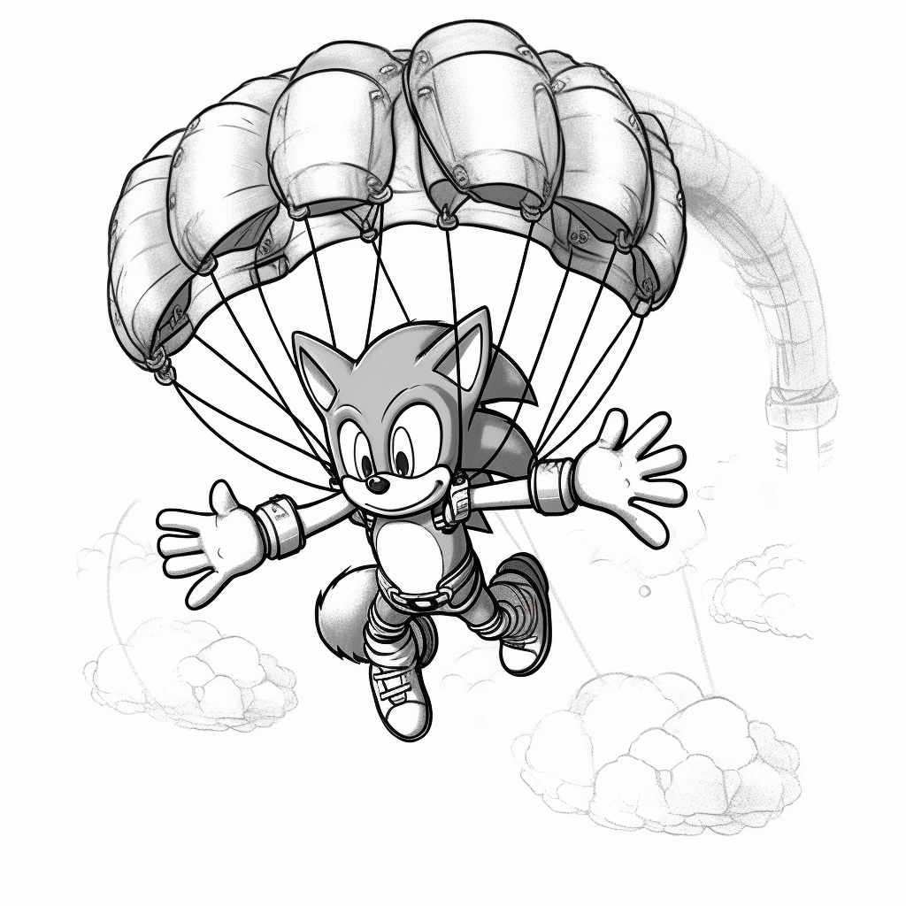 Sonic the hedgehog parachuting