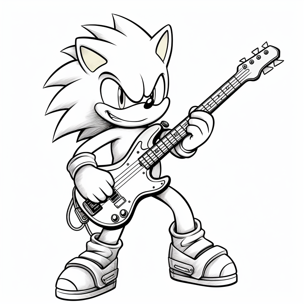 Sonic the hedgehog with bass guitar