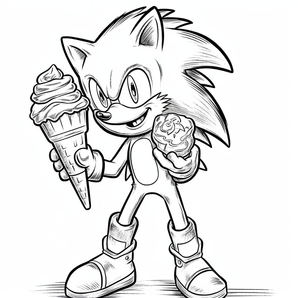 Sonic the hedgehog with ice cream