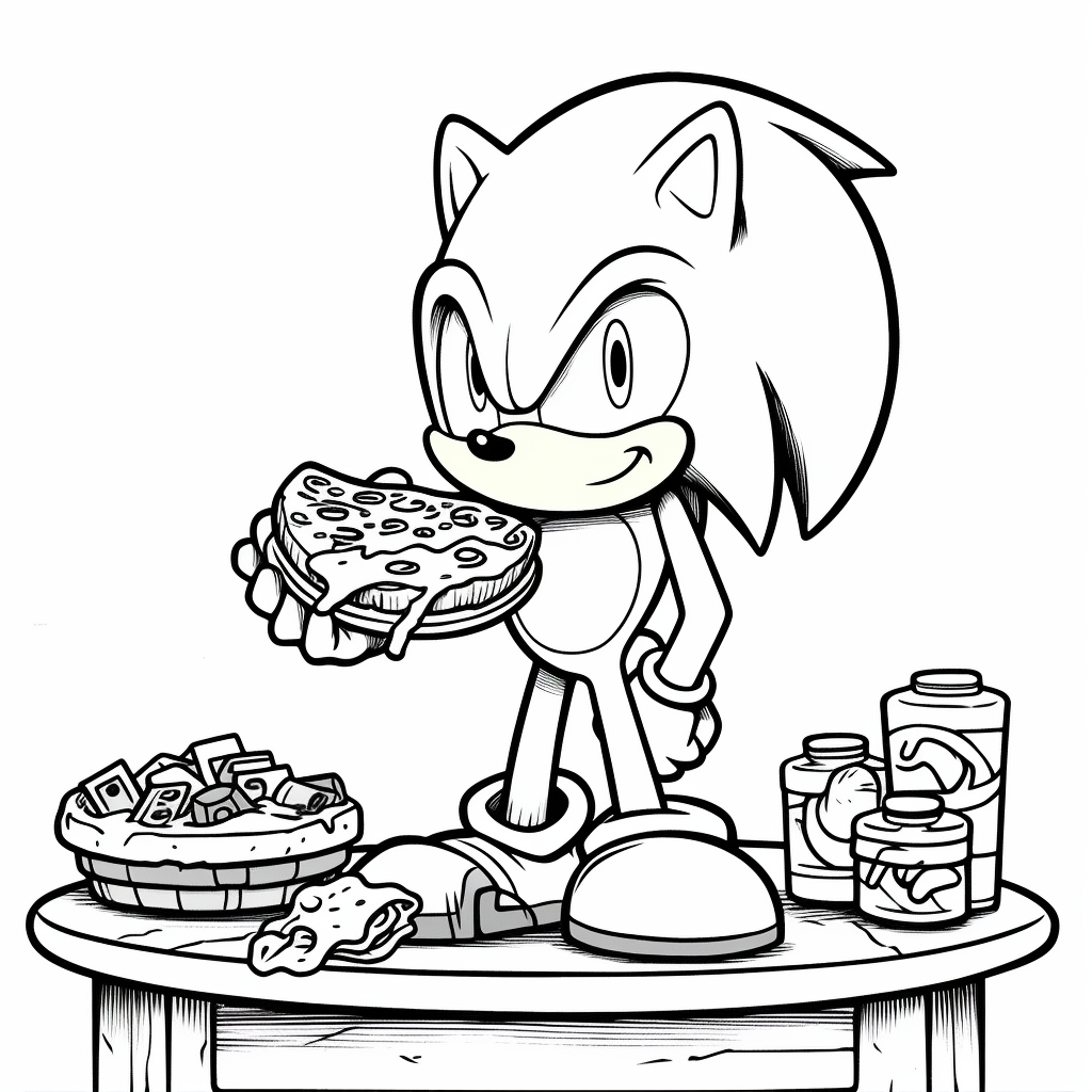 Sonic the hedgehog with pizza