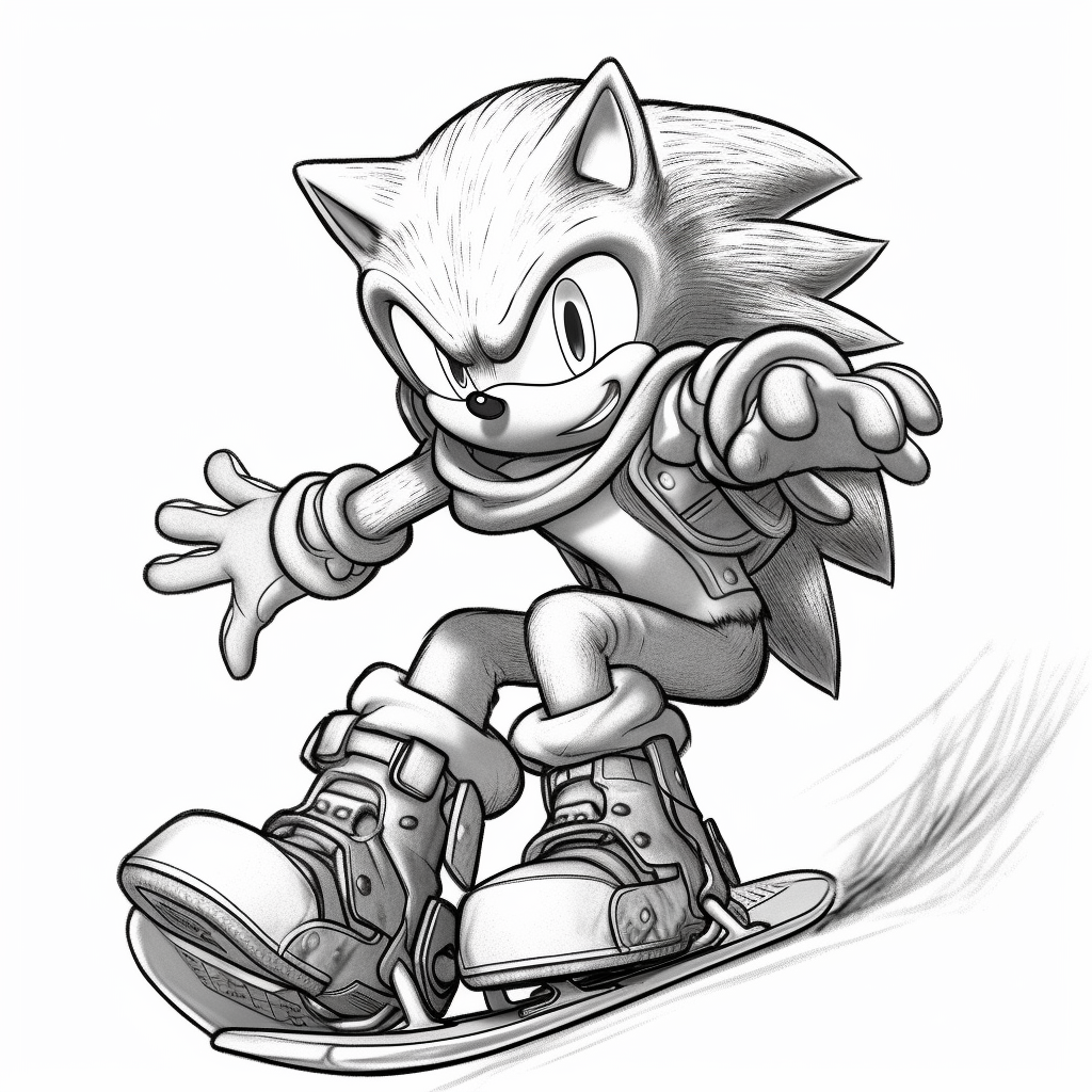 Sonic the hedgehog with snowboard