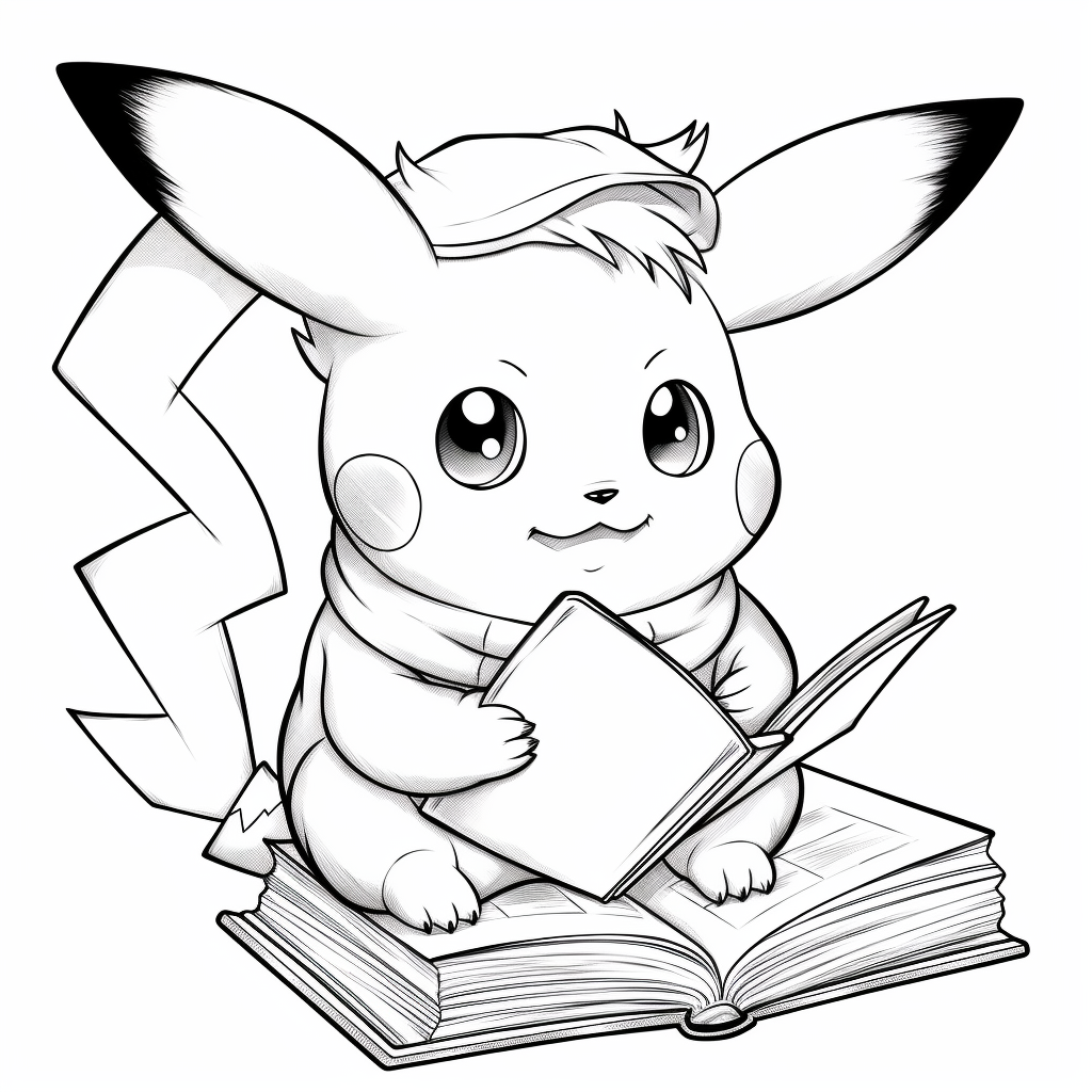 baby pikachu reading a book