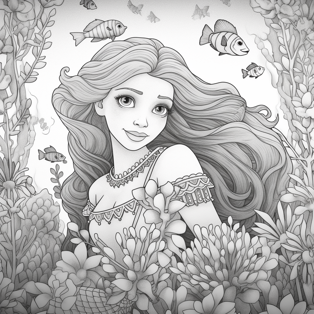 little mermaid sisters coloring pages