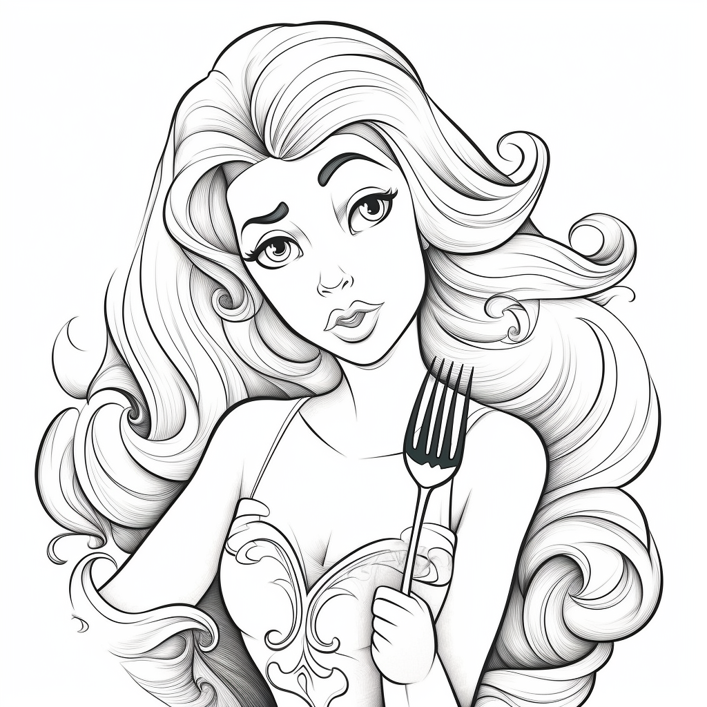 Ariel from the little mermaid with fork