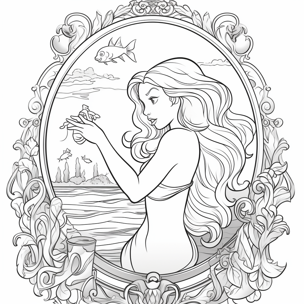 the little mermaid ariel looking into a mirror 1