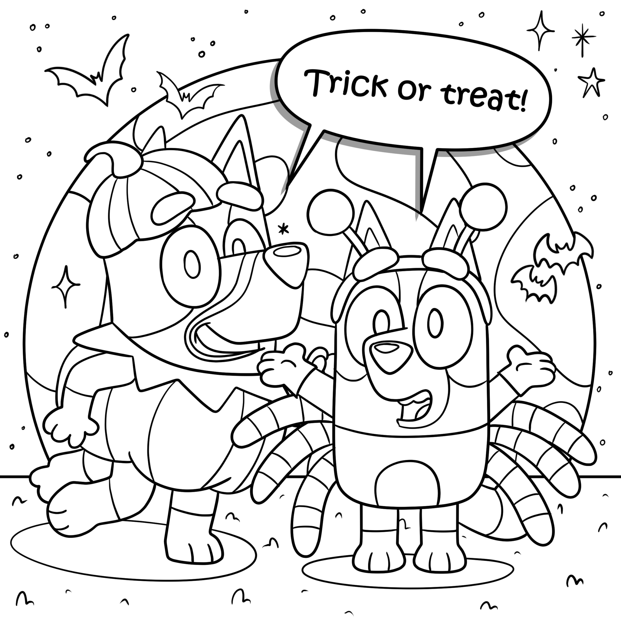 32 Printable Bluey Coloring Pages - Bluey Halloween Coloring Page 2048x2048 