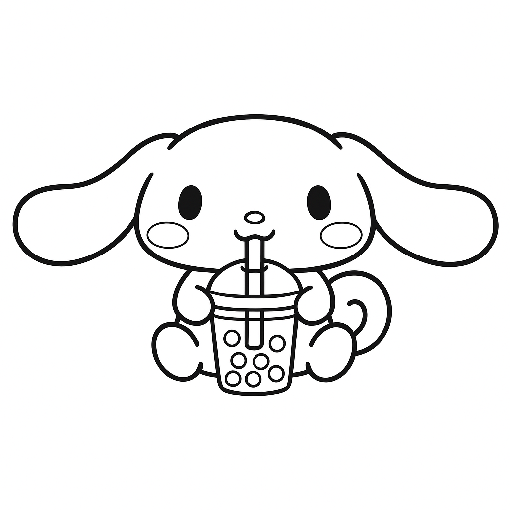 Cinnamoroll drinking Boba Tea