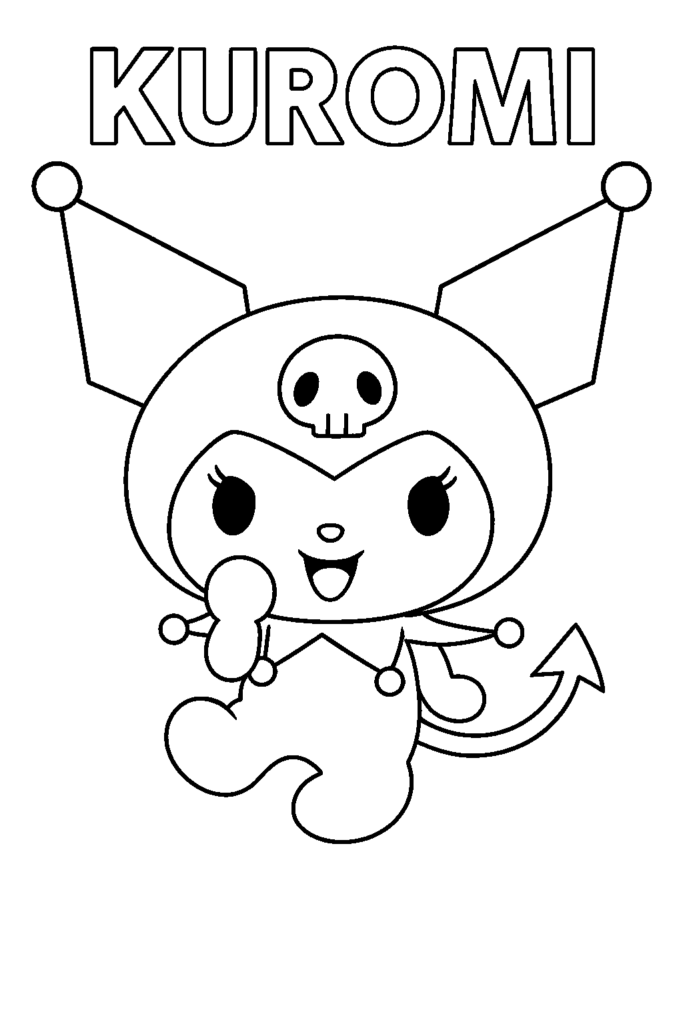 Kuromi coloring page 1 BW