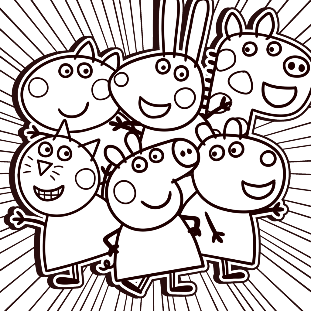 Peppa Pig and Friends coloring page