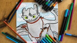 How to train your dragon movie coloring pages colored in feature image