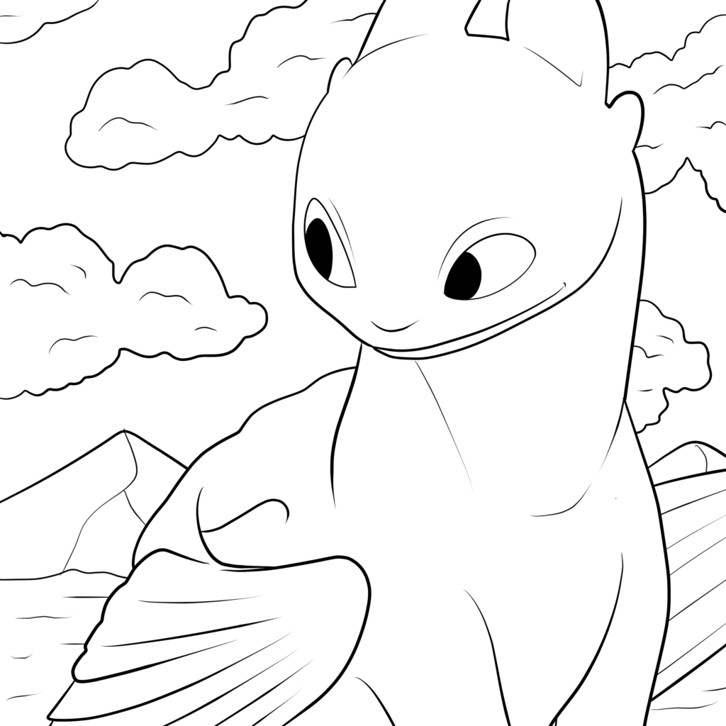 Light Fury Coloring Page How to train your dragon
