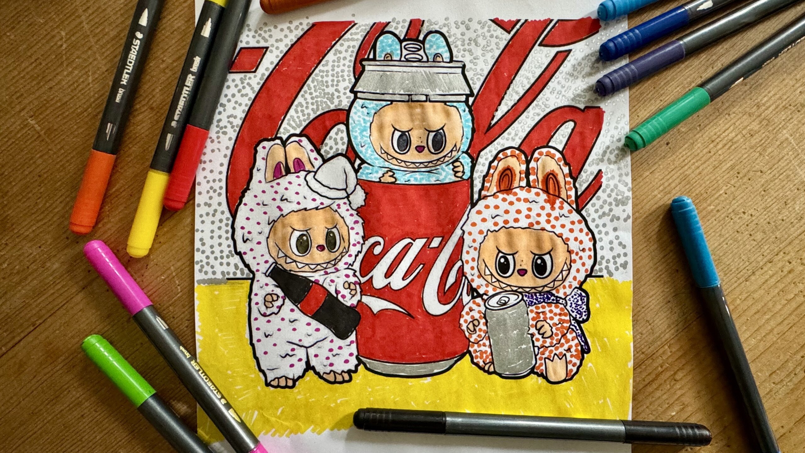 Labubu Coloring Pages Colored in Feature Image